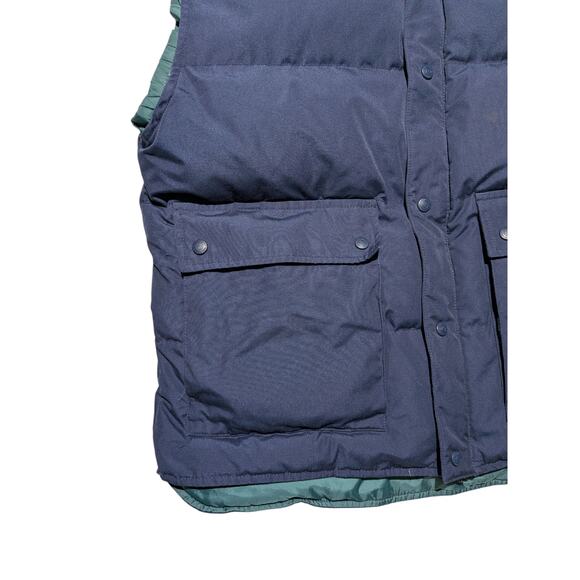 Vintage Eddie Bauer Lined Goose Down Puffer Vest Navy Blue Size Large - Picture 11 of 16